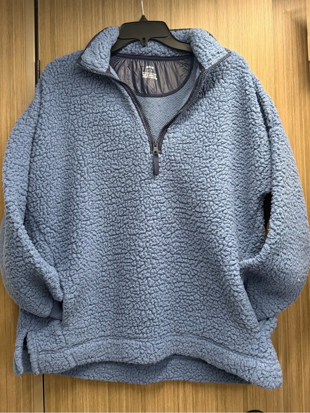 Women’s Aerie Offline Light Blue Sherpa Quarter-Zip Pullover Sweater